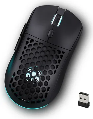 Produktbild von 2,4G Kabellose Maeuse, wiederaufladbare, leise Computermaeuse fuer Laptops, Desktop-Computer, tragbare schnurlose USB-Gaming-Maeuse mit 7 bunten Hintergrundbeleuchtungen