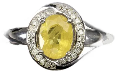 Produktbild von Silberring, Ringgröße 19, gelber Saphir, Zirkonia, 925er Silber
