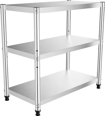 Obrázek produktu pro Kuchyňská police, víceúrovňový design, odolná nerezová ocel, stříbrná
