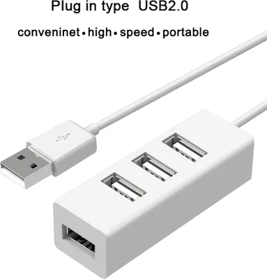 Image de Usb Hub 2.0 Multi Splitter 4 Port Multiple Expander High Speed for Pc Computer Accessories White