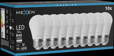 Produktbild von Mexen Nova 10x LED-Glühbirne E27, G45, 8W, Neutral - 4000K, 840 lm - L101-E27-0840-01x10