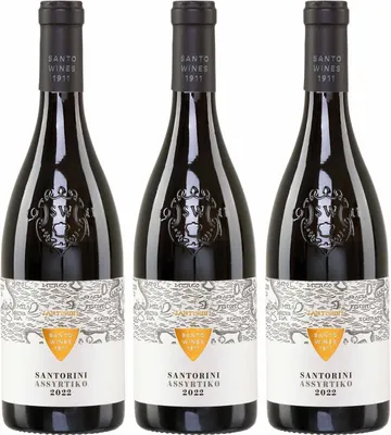 Produktbild von Santorini Assyrtiko P.D.O. Weißwein 3x 0,75l Santo Wines | Trockener Weißwein aus Santorini | 14% Vol. |+ 20ml Jassas Olivenöl