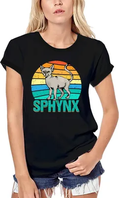 Produktbild von Damen Grafik T-Shirt aus Biobaumwolle Sphynx-Katzenrasse – Sphynx Cat Breed – Öko-Verantwortlich Vintage Jahrgang Kurzarm Lustige Druck Geburtstag