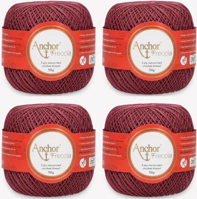 Produktbild von 4x Anchor Freccia 12 – mercerisiertes Baumwollgarn für feine Häkelnadeln (Farbe 01019)