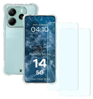 Produktbild von Bizon Case Clear Pack Hülle + 2x Displayschutzglas für Xiaomi Redmi Note 14 5G