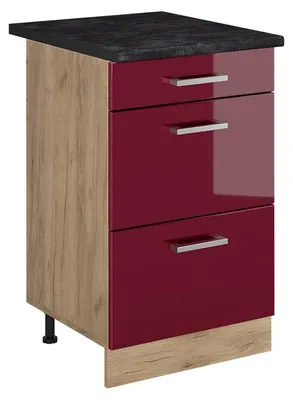 Obrázok produktu pre Kuchynská spodná skrinka Vicco R-Line Červený vysoký lesk/Dub Goldkraft 50 cm antrasiitti työtaso, Model 69969