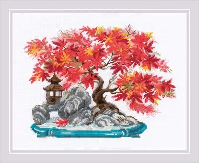 Produktbild von Riolis Kreuzstich-Set „Herbst-Bonsai“, Zählvorlage, 30 x 24 cm