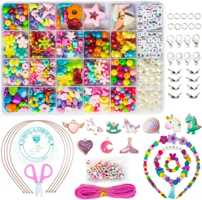 Produktbild von Perlen zum Auffädeln Bastelset, Pastell Perlen, für Schmuckherstellung, Kreatives Bastelset für Kinder