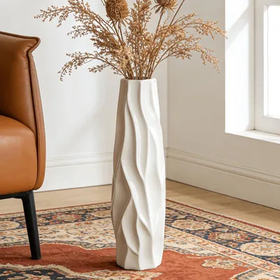 Produktbild von Weiße Keramische Vase 60 cm für Minimalistische Dekoration