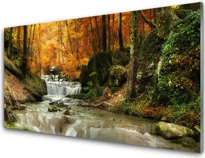 Produktbild von Acrylglasbilder 100x50 Wandbild Druck Wasserfall Wald Natur
