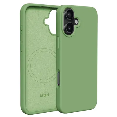 Produktbild von Etteri Silikon-Mag-Hülle für iPhone 16 Plus 6,7 Handyhüllen Hellgrün