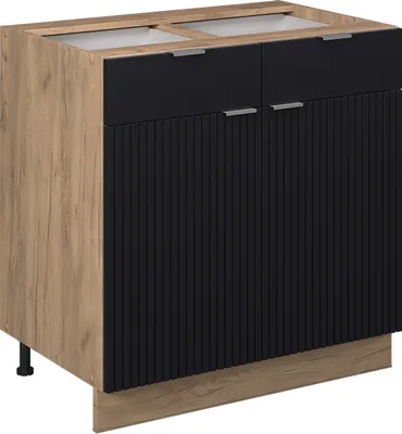 Produktbild von Küchenunterschrank Vicco Fame-Line Schwarz gestreift 80 cm ohne Arbeitsplatte, Model 50788