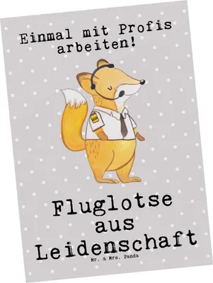 Produktbild von Mr. & Mrs. Panda Postkarte Fluglotse Leidenschaft - Grau Pastell - Geschenk, Spruch, Lustig, Postkarten, Ansichtskarten, Ausbildung, Grußkarte, Beruf, Ansichtskarte