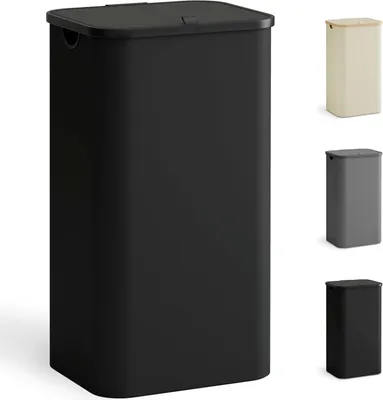 Produktbild von Wäschekorb mit Deckel - 100 Liter - schwarz - faltbar