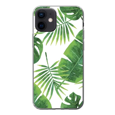 Produktbild von MuchoWow® Handyhülle Schutzhülle Hülle für iPhone 12 Tropisch - Blätter - Muster Silikon Softcase Handy Hülle - Schutzhülle