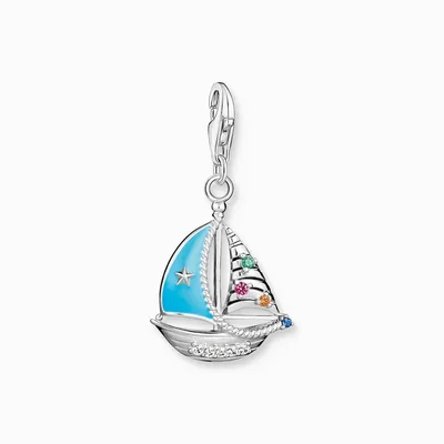 Immagine prodotto di Ciondolo a forma di barca a vela turchese, argento