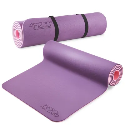 Produktbild von 4FIZJO Fitnessmatte mit Tragegurt, 180x60x0,6 cm, TPE-Kautschuk, Rutschfest, Violett-Rosa