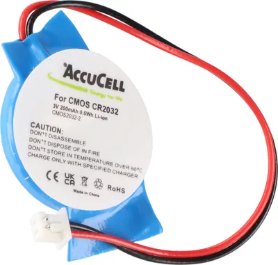 Produktbild von CMOS Batterie CR2032 mit Stecker, Backup Lithium Batterie, Stecker ca. 3,2x4mm, Kabellänge 7 cm