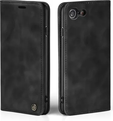 Produktbild von Handy Hülle für Apple iPhone 7 / 8 / SE (2020) Klapphülle Bookcase Flip Cover Handy Tasche Etui Farbe: Schwarz