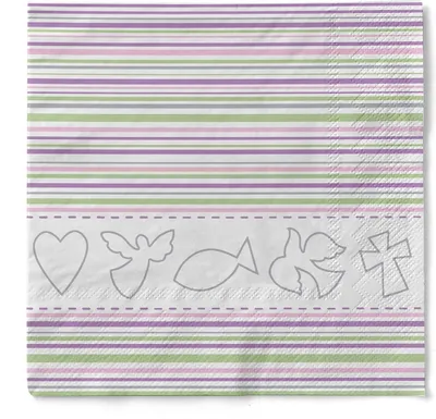 Produktbild von Sovie HOME Serviette Kommunion/Konfirmation in Rosa-Grün aus Tissue 33 x 33 cm, 20 Stück
