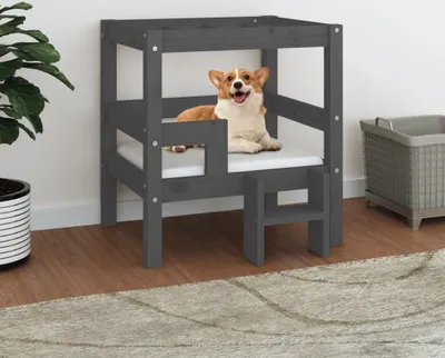 Produktbild von The Living Store Hundebett Grau 55,5x53,5x60 cm Massivholz Kiefer