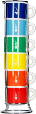 Obrázok produktu pre CUP Sada 6 porcelánových hrnčekov so stojanom Hrnček na kávu BIALETTI Color 60 ml