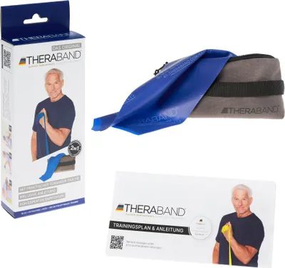Produktbild von TheraBand Fitnessband 2,5 m in Reißverschlusstasche, Blau, Extra stark