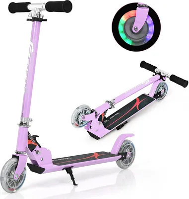 Produktbild von COSTWAY Scooter höhenverstellbar, Kinder Roller klappbar, Kickroller mit 2 blinkenden Räder, Tretroller, Kinderroller, Cityroller für Kinder ab 4 Jahre, 70 kg Tragkraft
