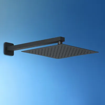 Immagine prodotto di JOHO Soffione Doccia a Pioggia con Braccio Doccia a Parete in Acciaio Inox-Docce Fisse con Getti - Quadrato 25x25 cm/10 Pollici- Braccio 37 cm Nero