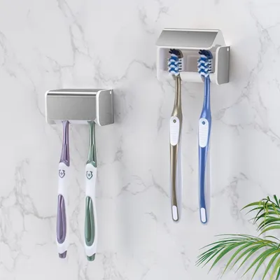 Produktbild von Zahnbürstenhalter Wandmontage Ohne Bohren für Kinder & Familie Brushed Silver