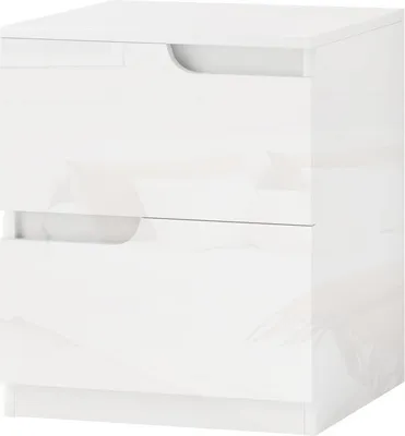 Immagine prodotto di Comodino con 2 cassetti, tavolino da salotto o da camera da letto, 40 x 40 x 48 cm, bianco lucido, bianco, 40 cm, 40 cm, 48 cm, legno