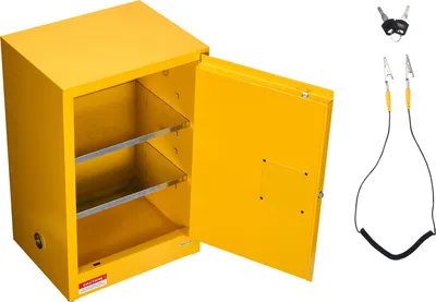 Produktbild von SucceBuy Feuerlöschschrank für brennbare Materialien (49,21 L) mit verstellbarem Regal, Schutzschrank aus kaltgewalztem und verzinktem Stahl, gelber Gefahrstoffschrank