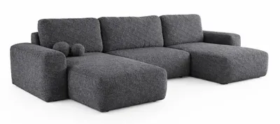 Productafbeelding van ANMIL Hoekbank LUMI, U-vorm, 374 x 94 x 177 cm, donkergrijs, gestoffeerd. Grote slaapbank met opbergruimte