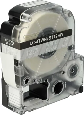 Produktbild von vhbw Schriftband-Kassette kompatibel mit Epson OK720, OK500P, OK900P Etiketten-Drucker 8m x 12mm Weiß auf Transparent