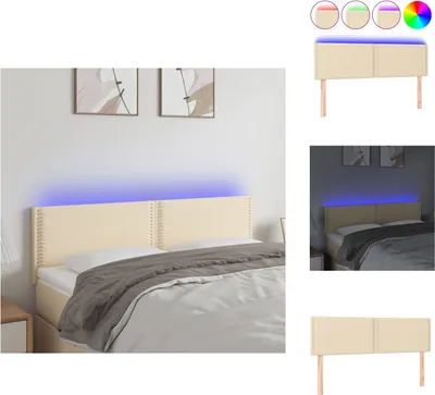 Produktbild von vidaXL LED Kopfteil Creme 144x5x78/88 cm Stoff -  Kopf- & Fußenden