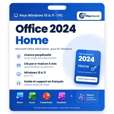 Image de Microsoft Office 2024 Home | Version complète pour Windows 10/11 | 1 PC | Licence perpétuelle sans abonnement | Clé par e-mail en 5 min