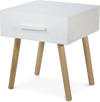 Image de Table De Chevet Blanc Pin Bois Table De Nuit Petite Table Tiroir Chambres