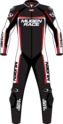 Image de MUGENRACE Ohvale Combinaison moto en cuir perforée 1 pièce pour enfant, noir/blanc/rouge, 146