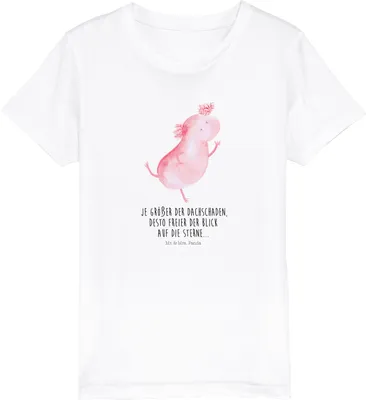 Produktbild von Mr. & Mrs. Panda Kleinkinder T-Shirt Axolotl Tanzen 5-6 Jahre (110/116) - Weiß - Geschenk, Kinder Kurzarm, gut Gelaunt, Kindershirt, Optimist, für, Teenager, Sterne