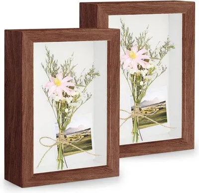 Produktbild von Famanu 3D-Bilderrahmen zum Befüllen - 2er Set, 10 x 15 cm, mit transparentem Acrylglas, Kaffee