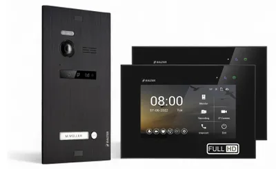 Produktbild von BALTER EVO HD Schwarz Video Türsprechanlage Set 1 Teilnehmer 2x7" Monitor Schwarz
