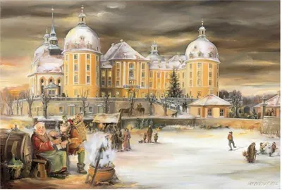 Image de Calendrier de l'Avent Moritzburg sur le thème du château, style rétro, 38 x 26 cm
