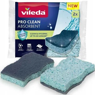 Obrázok produktu pre Vileda 179253, Obdĺžnikový, Modrá, Kuchyne, Ručné umývanie, Jednofarebné, 2 kusov