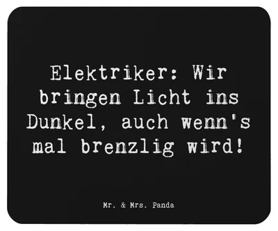 Produktbild von Mr. & Mrs. Panda Mousepad Spruch Elektriker Lichtbringer - Schwarz - Geschenk, Beruf, mousematte, computermatte, Geschenke für Berufstätige, computer, Anerkennung