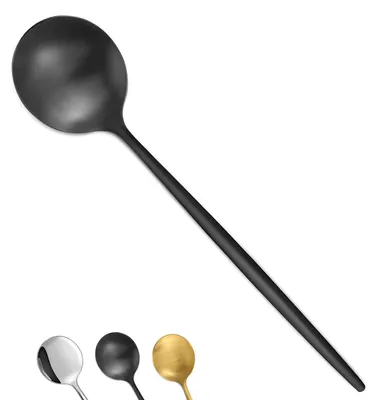 12 Suppenlöffel 20 cm, matt-schwarz, Edelstahl, spülmaschinengeeignet