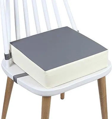Produktbild von Kinderstuhlheber, Polyurethanleicht, waschbar, 2 Gurten, Sicherheitsgurt, Tischhöhenanpasser für Kinder, für Esszimmer, transportabler Tischhöhenanheber (grau + Beige)