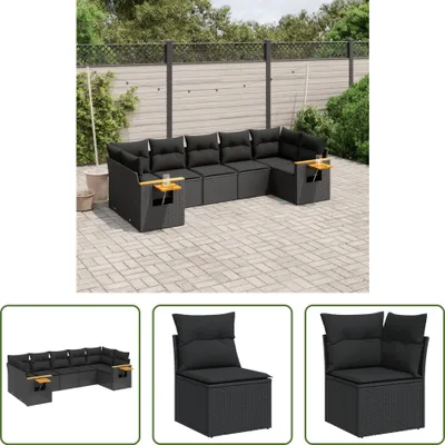Produktbild von The Living Store 7-tlg. Garten-Sofagarnitur mit Kissen Schwarz Poly Rattan