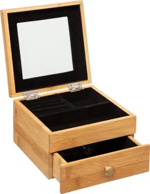 Zdjęcie produktu dla Szkatułka na biżuterię BAMBOO z lusterkiem, 15x15x9,5 cm