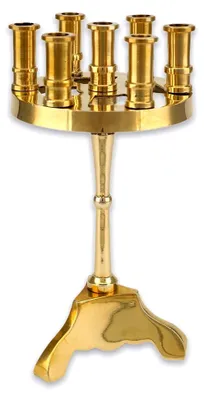 Produktbild von Traditioneller 7-Kerzen-Kandelaber aus Messing - Orthodoxer Kerzenhalter für den Home Altar