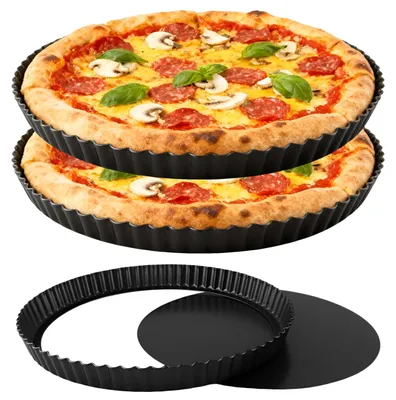 Image de 6 moules à gâteau avec fond amovible - 28 cm, moules ronds pour quiches